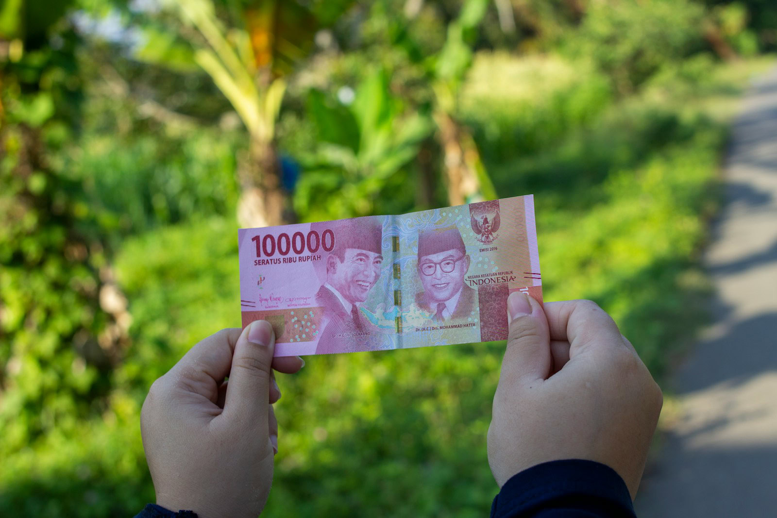 person holding 10000 indonesian rupiah