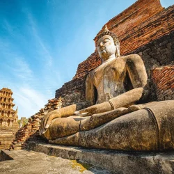 buddha, statue, thailand, buddhism, buddha purnima, meditation, ruins, landmark, old, ancient, history, travel, sukhothai, tourism, historical